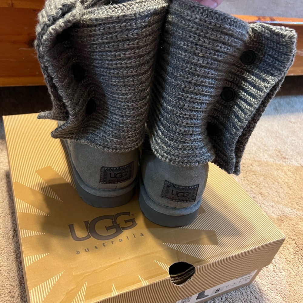 UGG Charcoal Knit Boots with Buttons - Picture 5 of 6